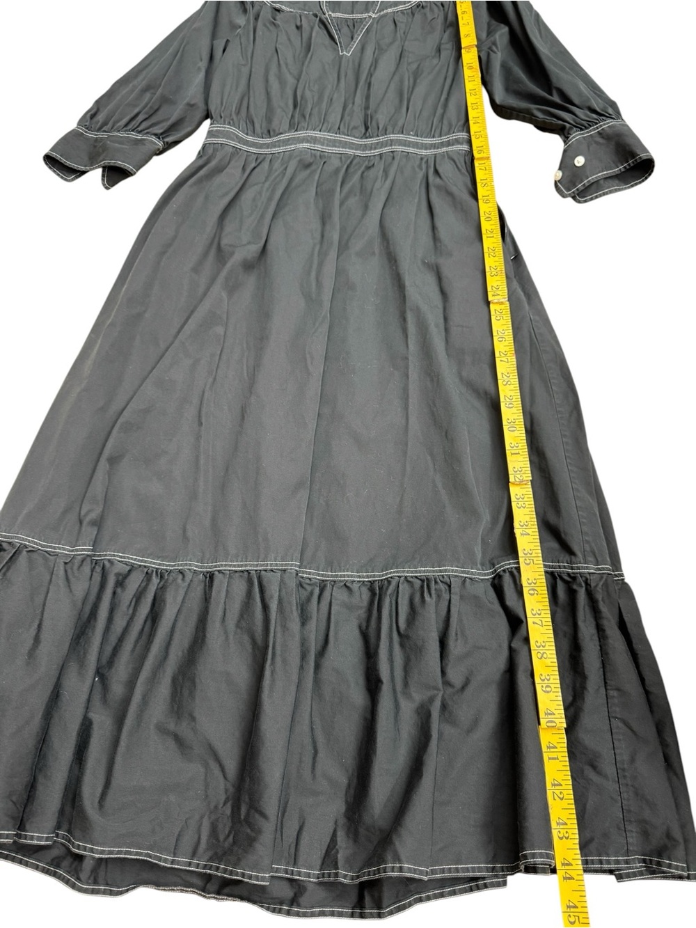 Ralph Lauren Black Midi Dress with Ruffle Hem - Picture 4 of 14
